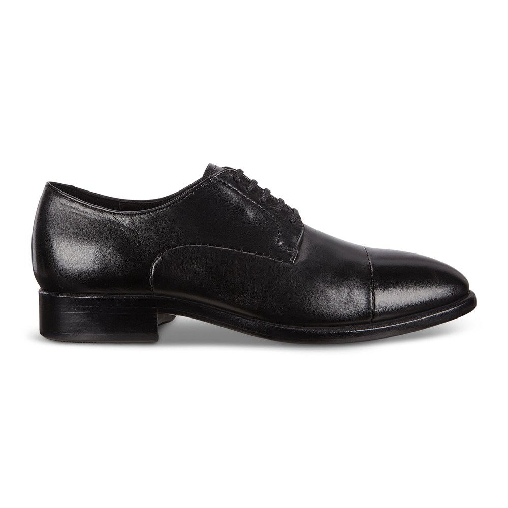 ECCO Mens Derby Shoe Black - Vitrus Mondial Cap-Toes - KMH-456790